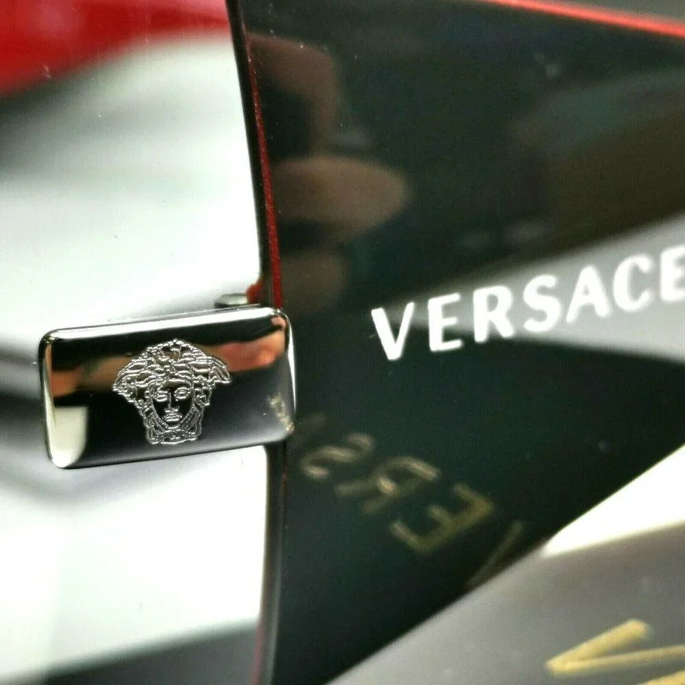 Versace Men's Black Red Shield Sunglasses